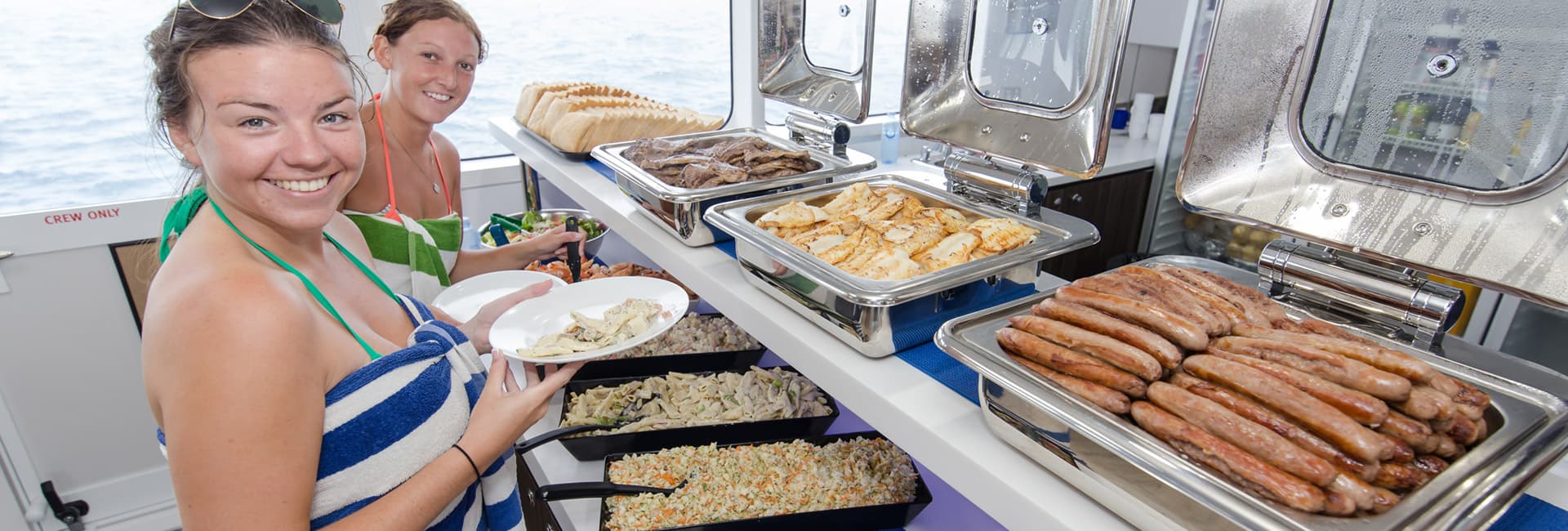 Tropical buffet lunch served aboard Evolution